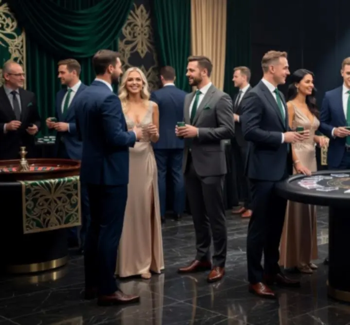 Elegancka gala firmowa z oprawą kasynową i stołami do gier
