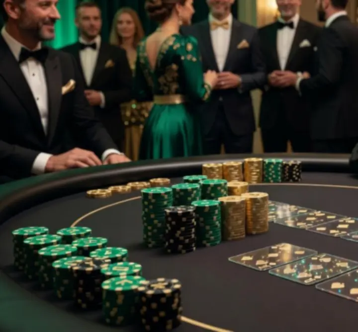 Stół pokerowy przygotowany na prywatny wieczór z przyjaciółmi